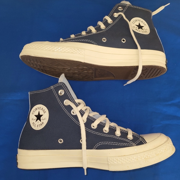 Converse Shoes, Converse Chuck 70 Tri-Panel Men Sz 8.5 Navy Blue Oat Milk Cream - Picture 3 of 11